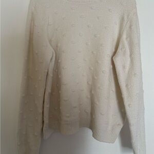 Who What Wear Cream Crew Neck Sweater Minimalist Design